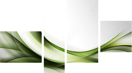zielona abstrakcja na szarym tle - Obraz czteroczęściowy, Fortyk