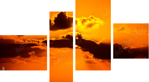 Tropikalny zachód słońca - Obraz czteroczęściowy, Fortyk