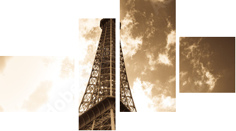 Wieża Eiffla w stylu sepii - Obraz czteroczęściowy, Fortyk