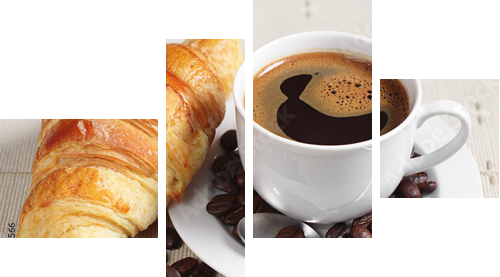 Śniadania - rogalik z kawą - Obraz czteroczęściowy, Fortyk