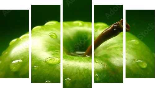 Zielone jabłko -  rozkosz smaku - Obraz pięcioczęściowy, Pentaptyk