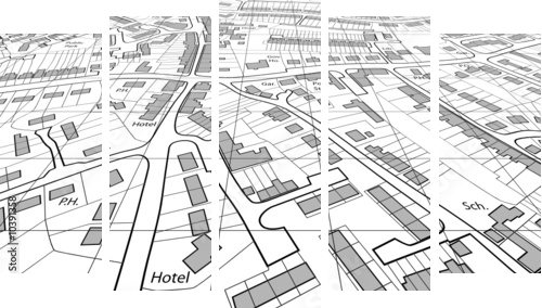 Techniczny obraz terenu – mapa - Obraz pięcioczęściowy, Pentaptyk