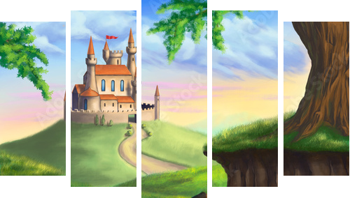 Zamek fantasy - Obraz pięcioczęściowy, Pentaptyk