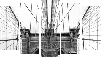 Sławny most brooklyński w Miasto Nowy Jork - Obraz pięcioczęściowy, Pentaptyk
