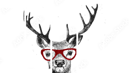 Ręcznie rysowane ubrane jelenia - Obraz pięcioczęściowy, Pentaptyk
