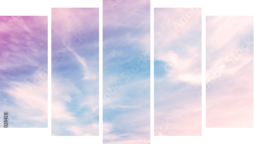 Niebo z pastelowym kolorowym gradientem - Obraz pięcioczęściowy, Pentaptyk