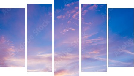 Błękitne niebo nad lawendowym polem - Obraz pięcioczęściowy, Pentaptyk