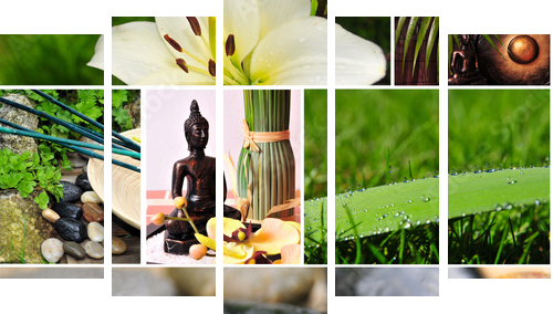 Wellness Asian Spa - Obraz pięcioczęściowy, Pentaptyk