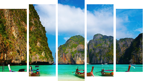 Plaża Maya Bay na rajskiej wyspie - Obraz pięcioczęściowy, Pentaptyk