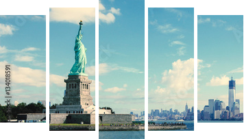 Panorama na Manhattan, Nowy Jork - Obraz pięcioczęściowy, Pentaptyk