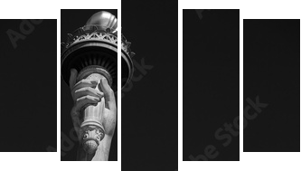 Statua Wolności, czarno-białe z czarnym niebem w Nowym Jorku - Obraz pięcioczęściowy, Pentaptyk