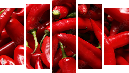 Papryczka chili - ognista czerwień - Obraz pięcioczęściowy, Pentaptyk
