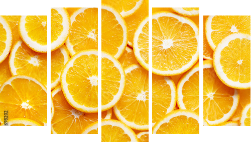 tło pomarańczowe plastry - Obraz pięcioczęściowy, Pentaptyk