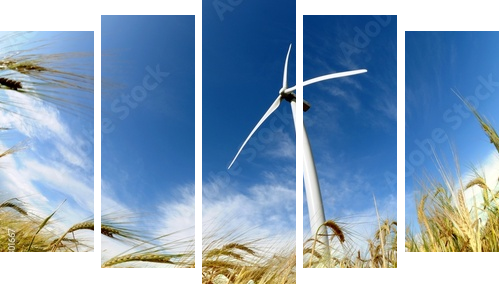 Turbina wiatrowa - odnawialne źródło energii - Obraz pięcioczęściowy, Pentaptyk
