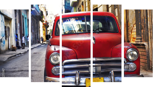 Stary samochód Havana - Obraz pięcioczęściowy, Pentaptyk