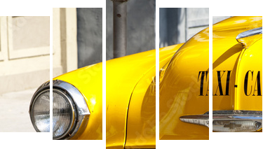 Vintage Yellow Cab - Obraz pięcioczęściowy, Pentaptyk