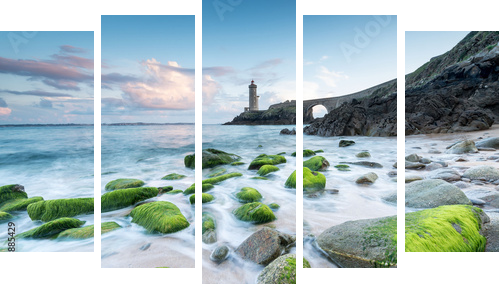 latarnia morska Minou w Bretanii w finistere - Obraz pięcioczęściowy, Pentaptyk