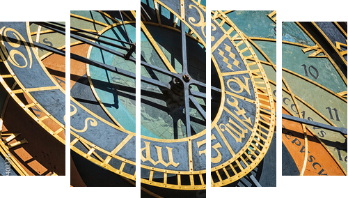 Różne oblicza czasu –starożytny zegar - Obraz pięcioczęściowy, Pentaptyk