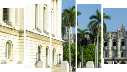 stary samochód przed budynek Kapitolu, Stara Hawana, Kuba - Obraz pięcioczęściowy, Pentaptyk