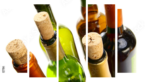 Kolorowe butelki po winie - Obraz pięcioczęściowy, Pentaptyk