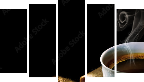 Kawa odizolowywająca na czerni - Obraz pięcioczęściowy, Pentaptyk