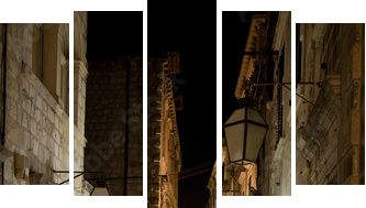 Nocna ulica - Obraz pięcioczęściowy, Pentaptyk