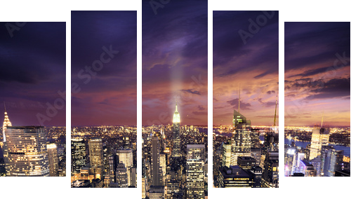 Nowy Jork skysrcrapers - bussines budynków tło - Obraz pięcioczęściowy, Pentaptyk