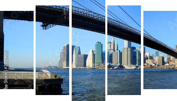 Most Brookliński i dolnym Manhattanie panoramiczny widok, Nowy Jork - Obraz pięcioczęściowy, Pentaptyk