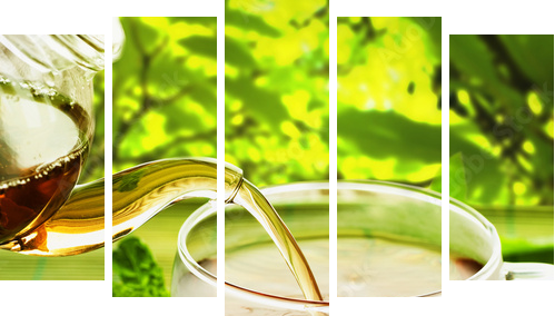 Herbata z trzcinowym cukrem - Obraz pięcioczęściowy, Pentaptyk