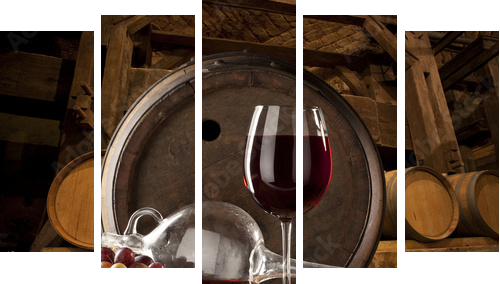 Lampka wina - włoska piwniczka - Obraz pięcioczęściowy, Pentaptyk