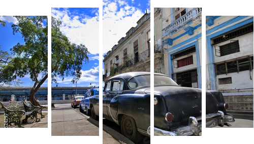 Havana Street with Oldtimer - Obraz pięcioczęściowy, Pentaptyk