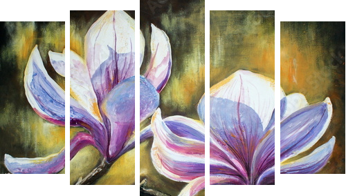 Magnolia - symbol czystości i szczerości - Obraz pięcioczęściowy, Pentaptyk