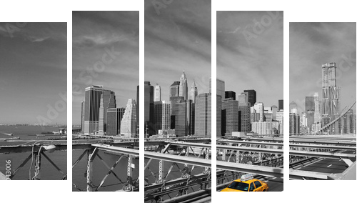 Manhattan czarno - biały  - Obraz pięcioczęściowy, Pentaptyk