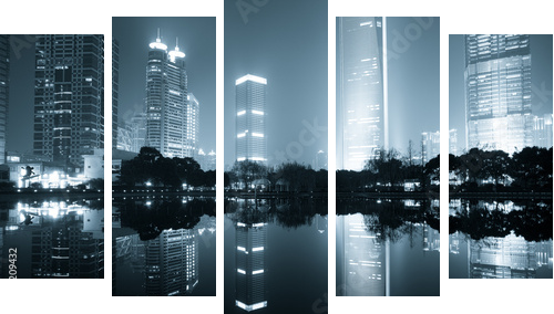 nocny widok w Szanghaju - Obraz pięcioczęściowy, Pentaptyk