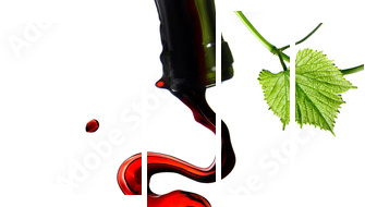 Dolewanie czerwone wino w szkle z prętem odizolowywającym na bielu - Obraz pięcioczęściowy, Pentaptyk