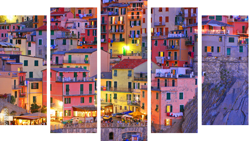Manarola, Cinque Terre, Włochy - Obraz pięcioczęściowy, Pentaptyk