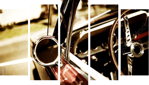 retro fragment samochodu - Obraz pięcioczęściowy, Pentaptyk