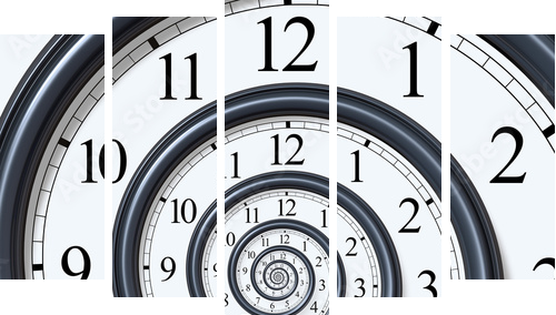 Nieubłagany upływ czasu –zegar - Obraz pięcioczęściowy, Pentaptyk