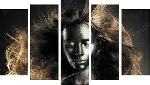 Piękna kobieta z czarną skórą - Obraz pięcioczęściowy, Pentaptyk
