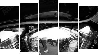 Widok z boku niestandardowego silnika motocyklowego - Obraz pięcioczęściowy, Pentaptyk