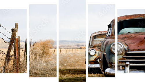 Miniona epoka - samochody w stylu retro - Obraz pięcioczęściowy, Pentaptyk