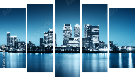 Panoramiczny obrazek Canary Wharf widok od Greenwich. - Obraz pięcioczęściowy, Pentaptyk