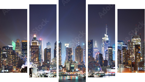 New York City Times Square - Obraz pięcioczęściowy, Pentaptyk