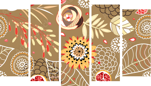 Jesień tekstury - Obraz pięcioczęściowy, Pentaptyk