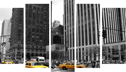NYC Taxi - Obraz pięcioczęściowy, Pentaptyk