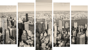 Miasto Nowy Jork Manhattan panoramy widok z lotu ptaka - Obraz pięcioczęściowy, Pentaptyk