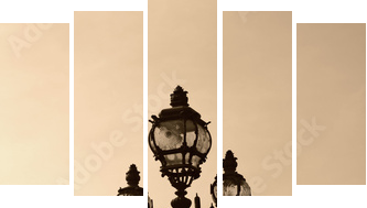 Vintage latarni na moście Aleksandra III (Paryż, Francja). - Obraz pięcioczęściowy, Pentaptyk