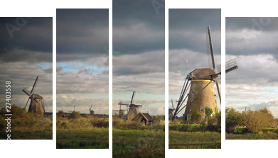 kinderdijk - Obraz pięcioczęściowy, Pentaptyk