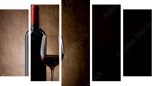 Lampka czerwonego wina - Obraz pięcioczęściowy, Pentaptyk