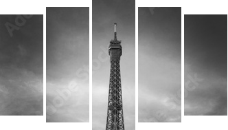 Wieża Eiffla i czerwony samochód - Paryż - Obraz pięcioczęściowy, Pentaptyk